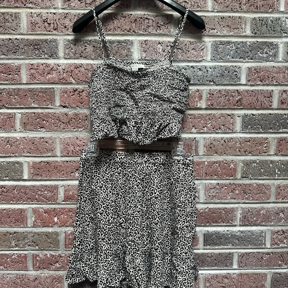 Leopard Print crop top and matching skirt set   Both pieces Size small